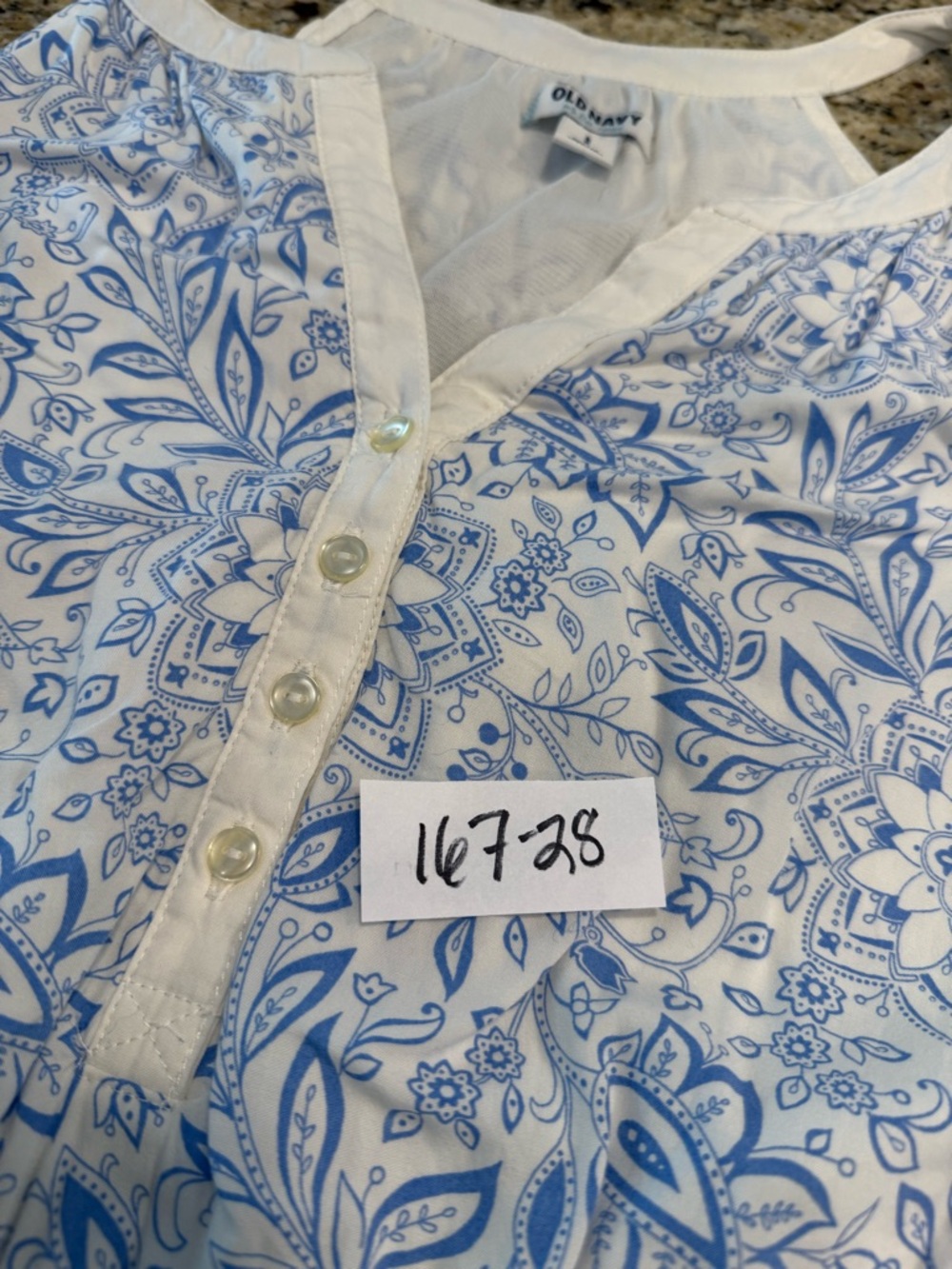 Old Navy floral paisley sleeveless maxi sundress blue & white SZ LG - Picture 13 of 14
